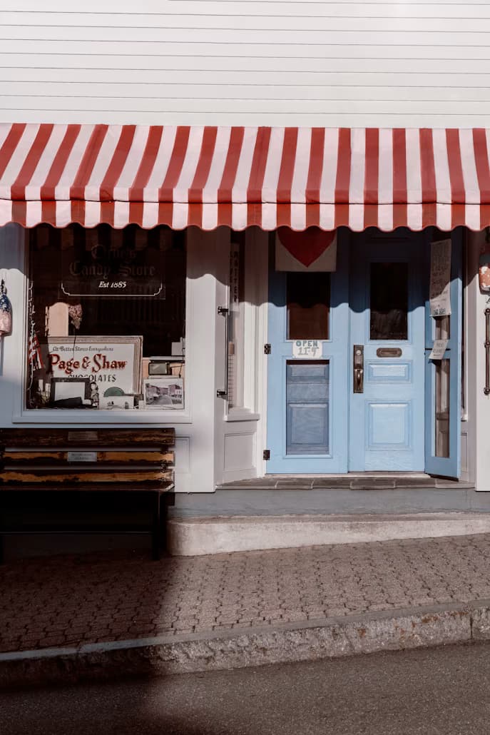 Store banne de commerce en toile rayée